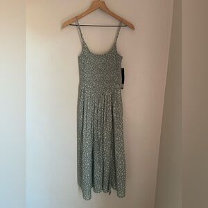 Cottage Prairie Sage Green Basque Bodice Spaghetti Strap Dress Size Small